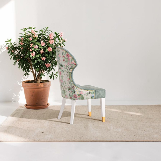 Elegant Floral Upholstered Accent Chair with Velvet Seat