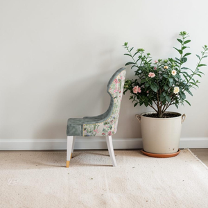 Elegant Floral Upholstered Accent Chair with Velvet Seat