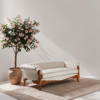 Elegant Cream Carved Sofa with Classic Design